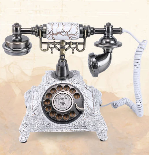 White vintage audio guest book phone